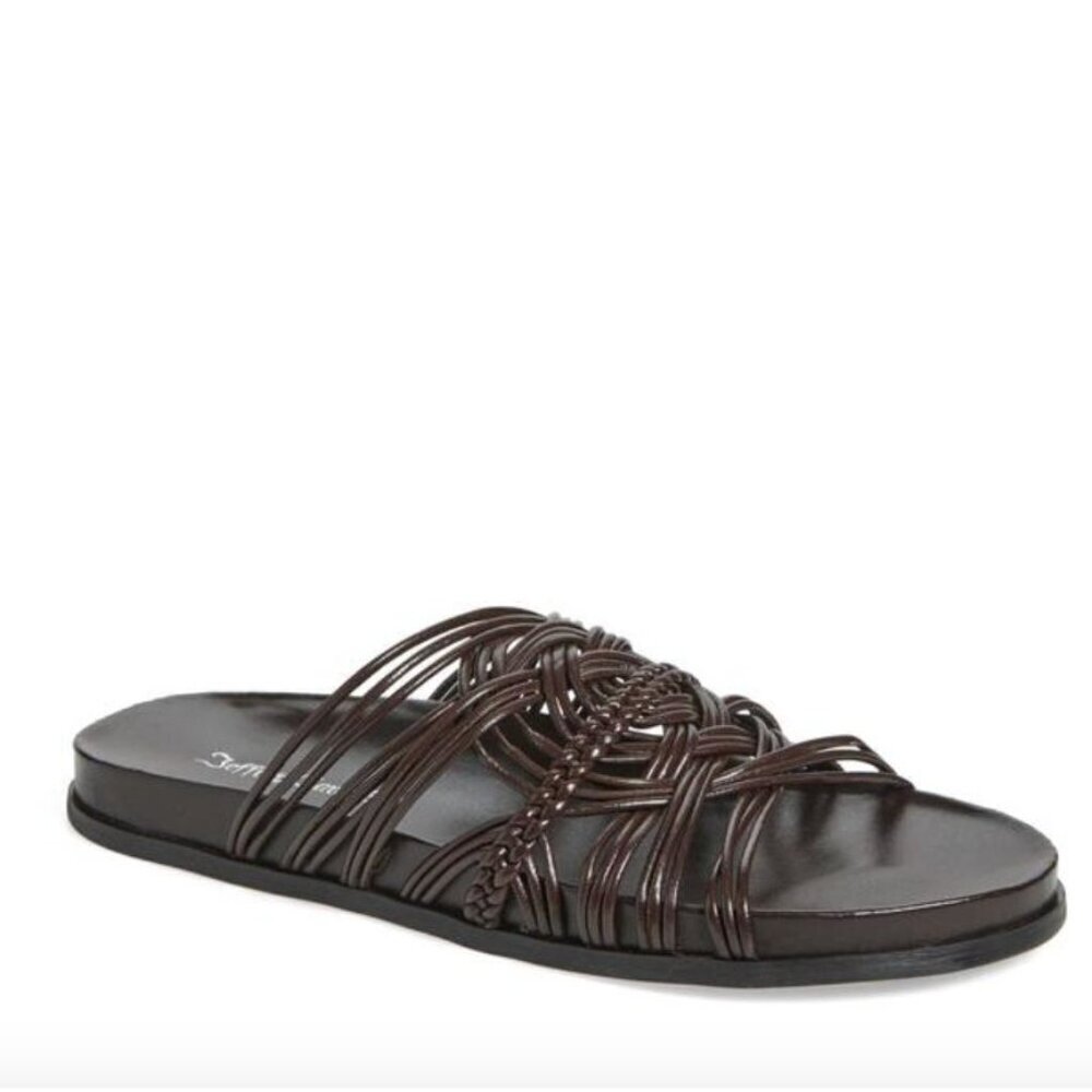 Jeffrey Campbell Women’s Intwined Slide Sandal Brown Leather Size 8